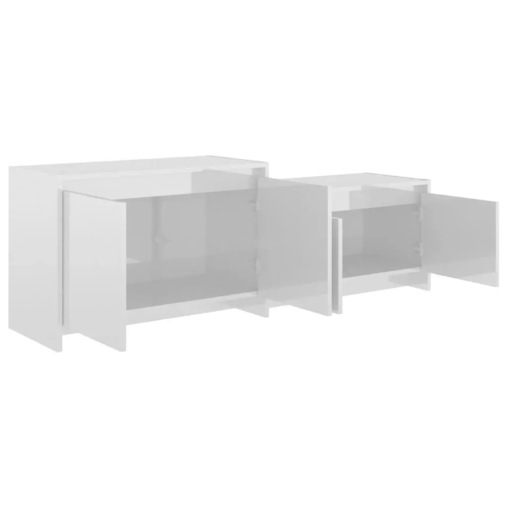 High Gloss White TV Cabinet with 4 Doors for Living Room