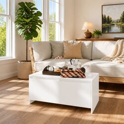 White Coffee Table with Storage Drawers for Modern Living