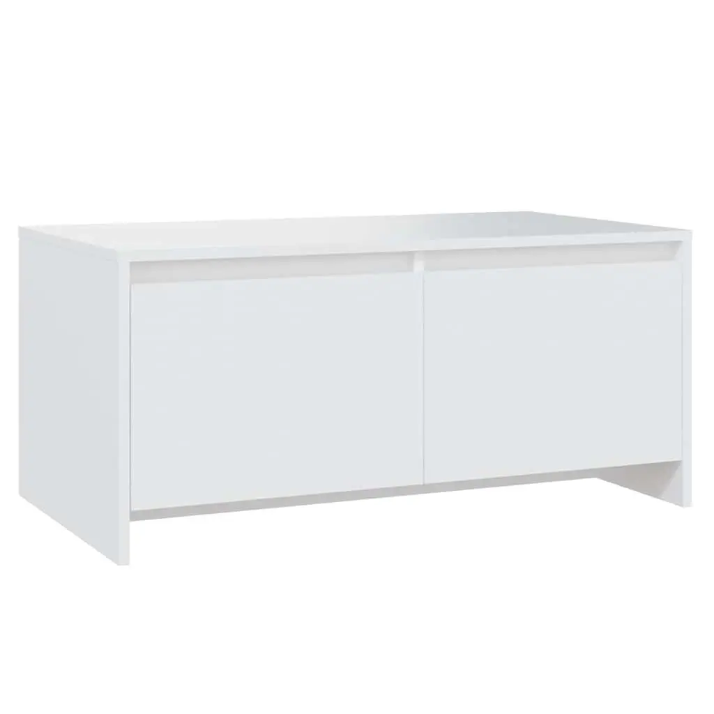 Coffee Table Modern White 90L x 50W x 41.5H cm Engineered Wood with Storage Drawers
