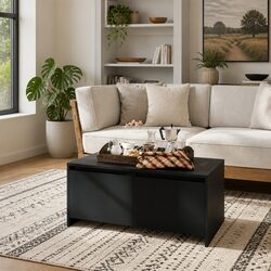 Stylish Black Coffee Table with Storage Drawers