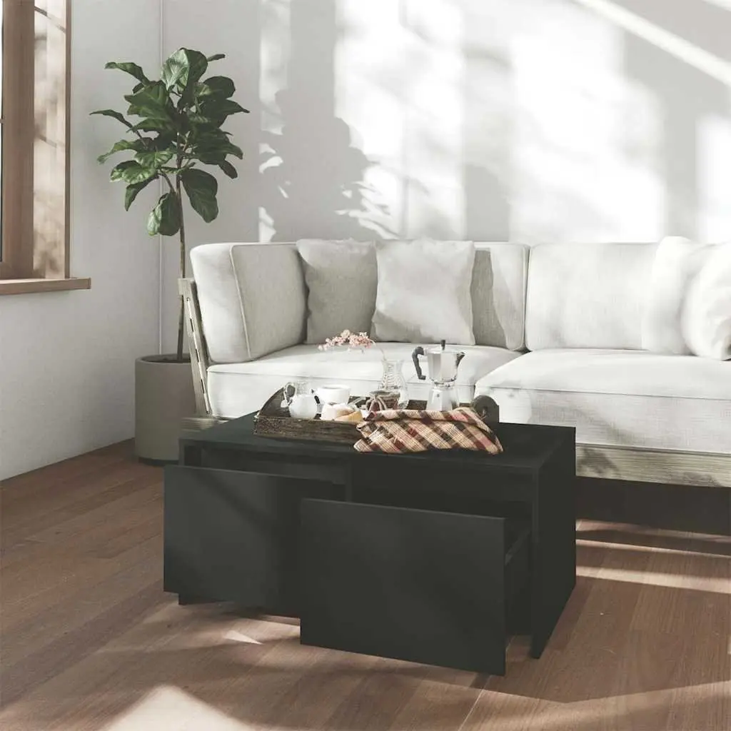 Black Coffee Table with Storage Drawers