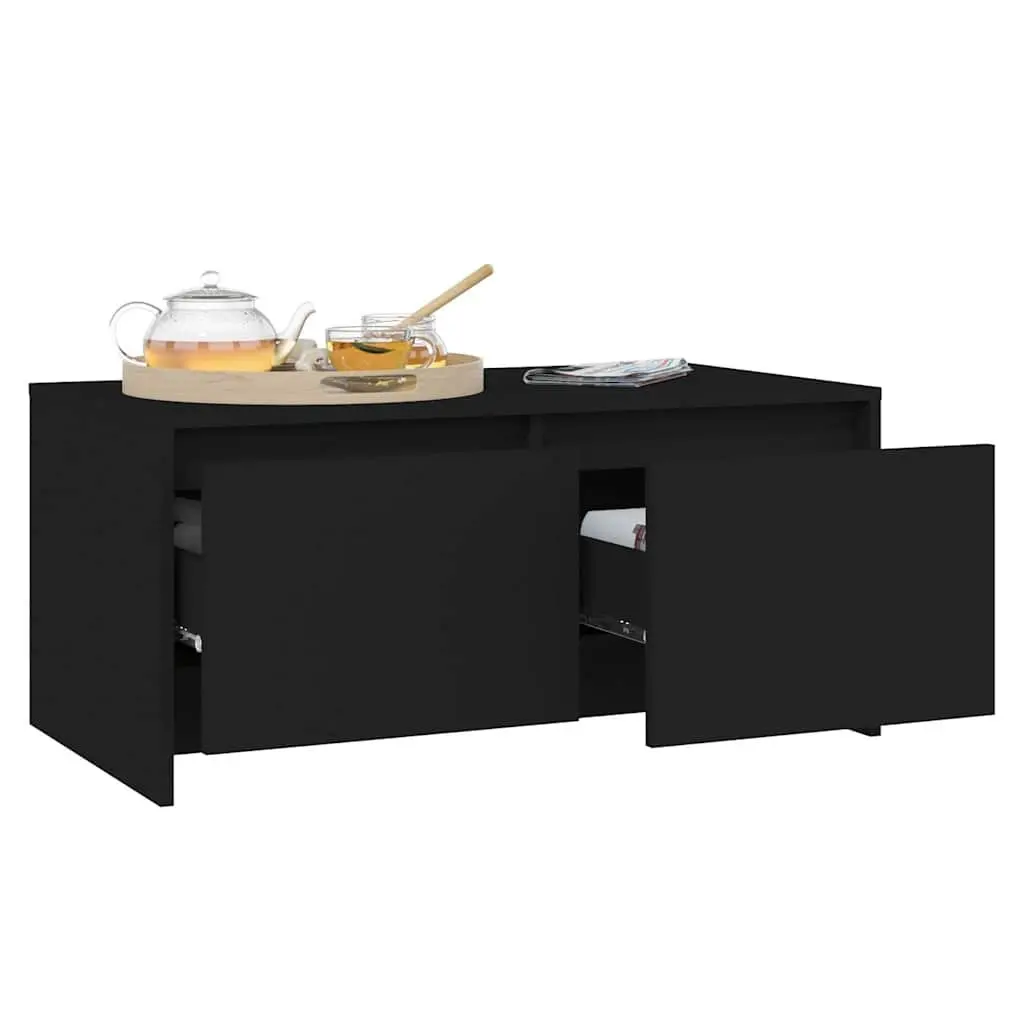 Black Coffee Table with Storage Drawers