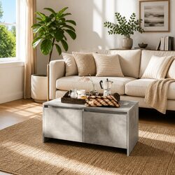 Contemporary Grey Coffee Table with Storage Drawers