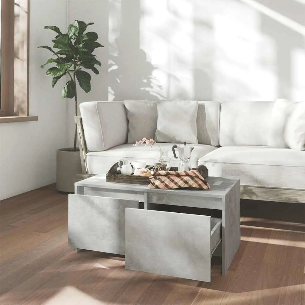Grey Coffee Table with Storage Drawers