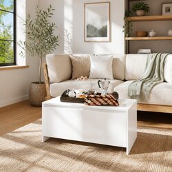 High Gloss White Coffee Table with 2 Drawers