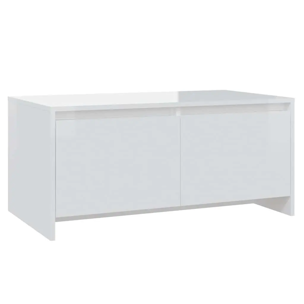 High Gloss White Coffee Table with 2 Drawers