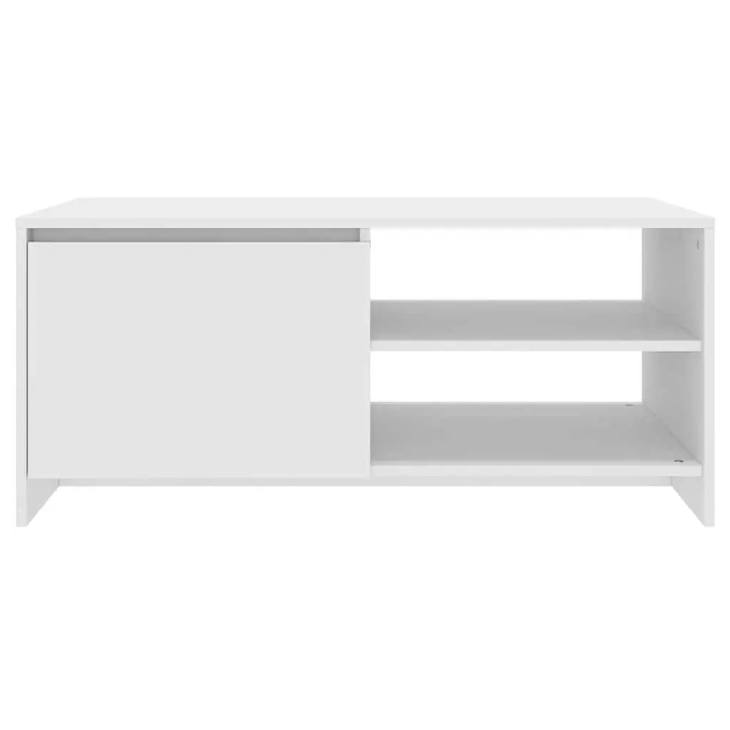 White Coffee Table with Storage Compartment