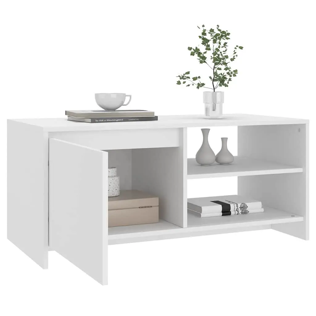 White Coffee Table with Storage Compartment
