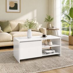Warm White Coffee Table with Hidden Storage for Your Living Room