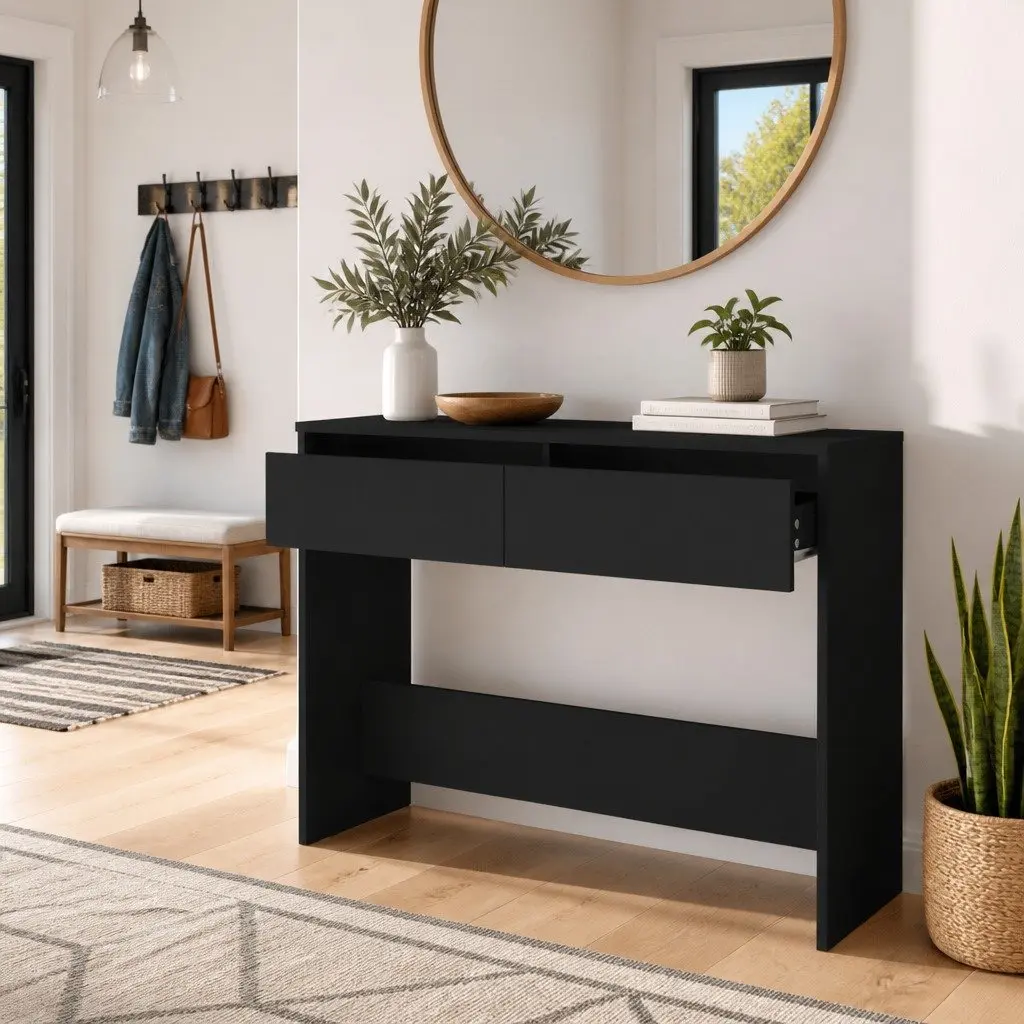 Console Table Black 100 x 35 x 76.5 cm Engineered Wood