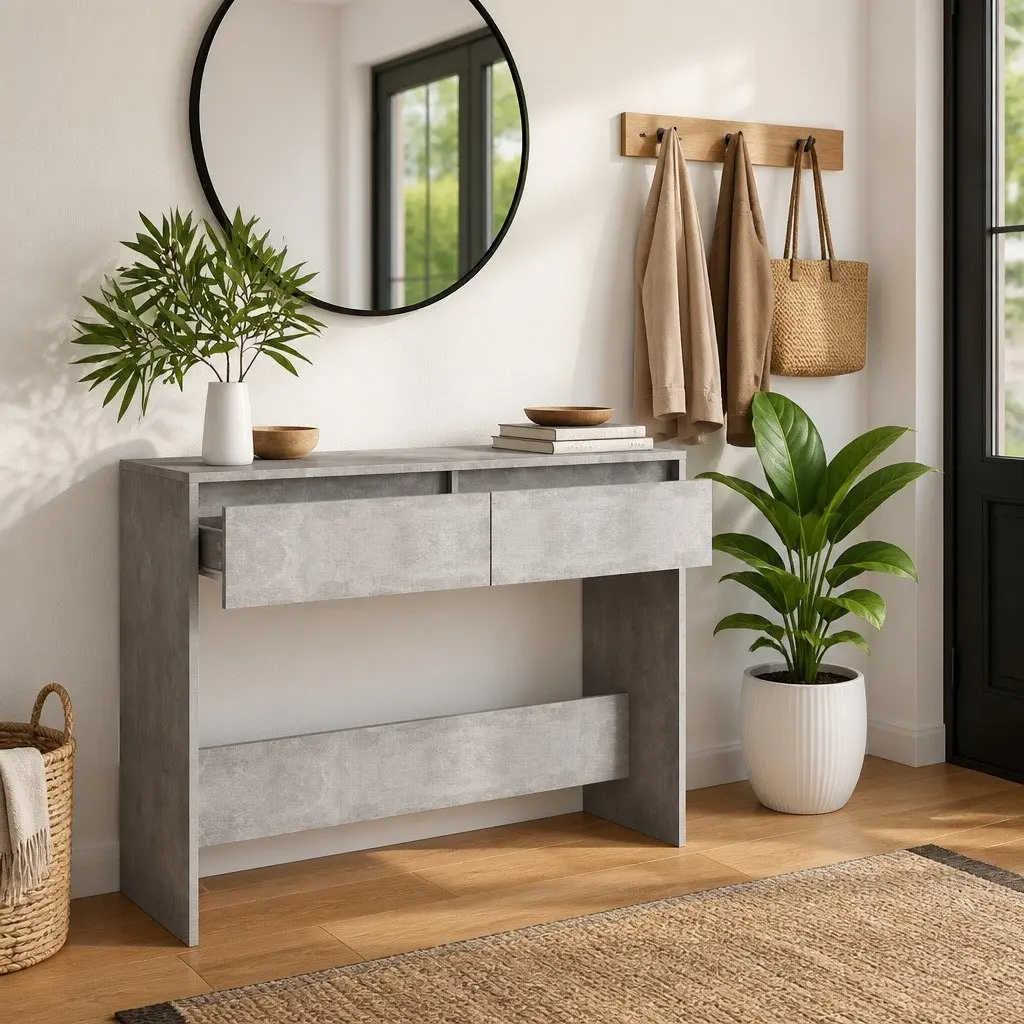 Grey Console Table for Living Room and Hallway
