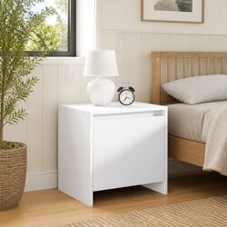 Elegant White Engineered Wood Nightstand for Bedrooms