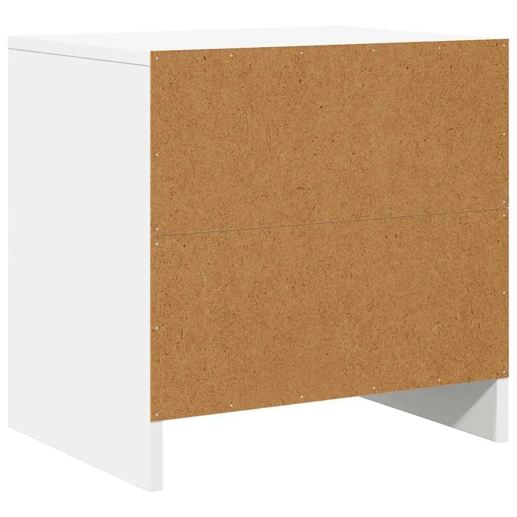 Bedside Cabinet White Engineered Wood Nightstand Storage