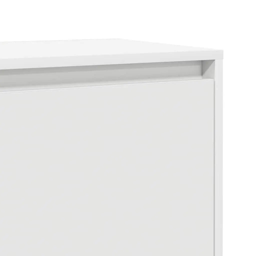 Bedside Cabinet White Engineered Wood Nightstand Storage