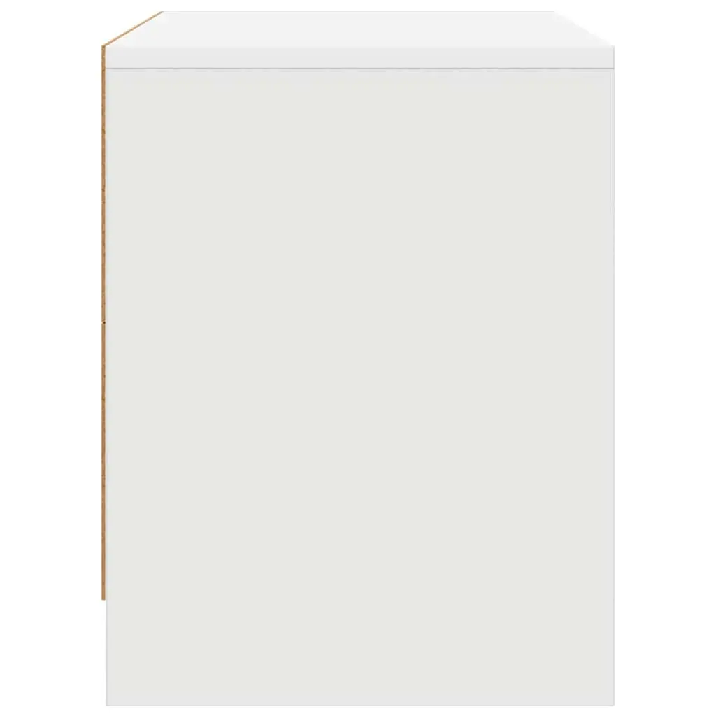 White Engineered Wood Bedside Table Set 2 Piece Nightstand Storage Cabinet