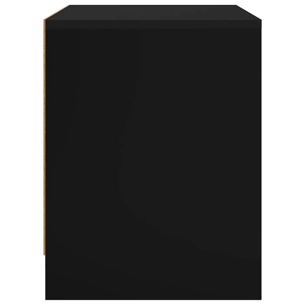 Bedside Cabinet Black 45x34x44.5 cm Engineered Wood Nightstand Storage with Door