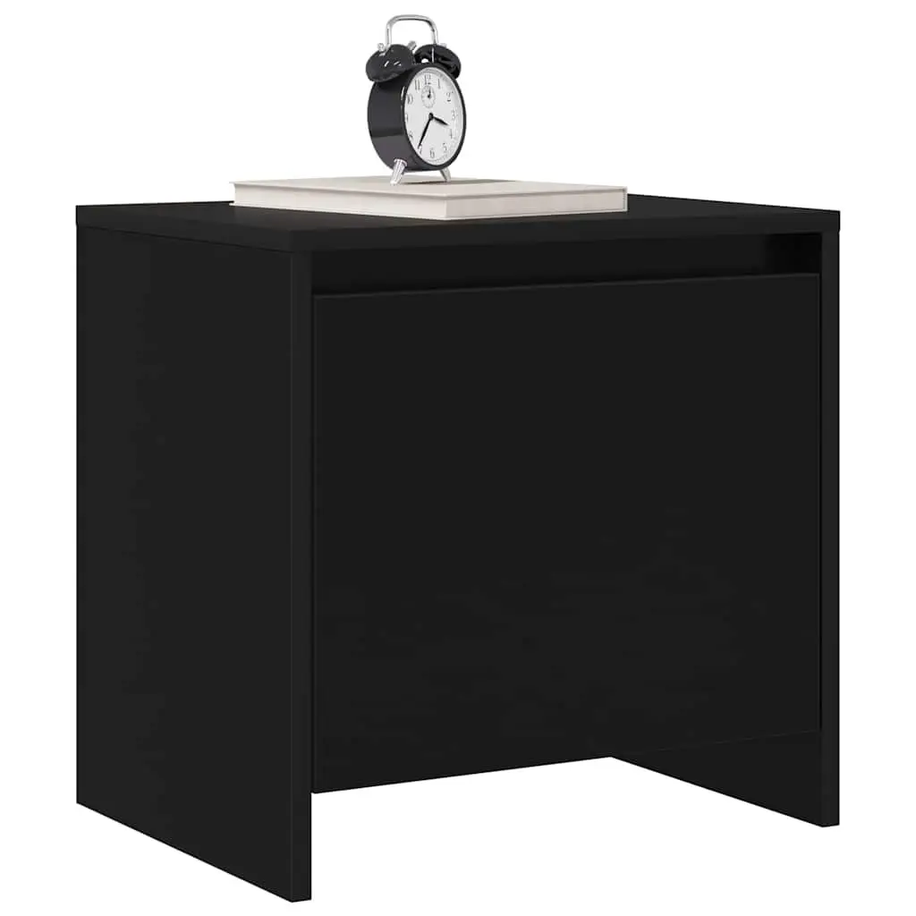 Bedside Cabinet Black 45x34x44.5 cm Engineered Wood Nightstand Storage with Door