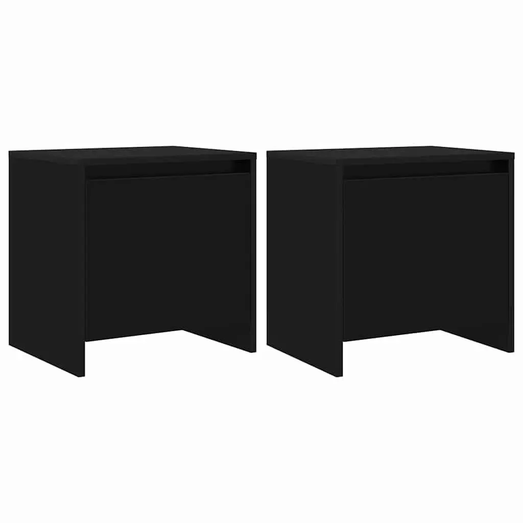 Bedside Cabinet Set Black Nightstand 45x34x44.5cm Engineered Wood