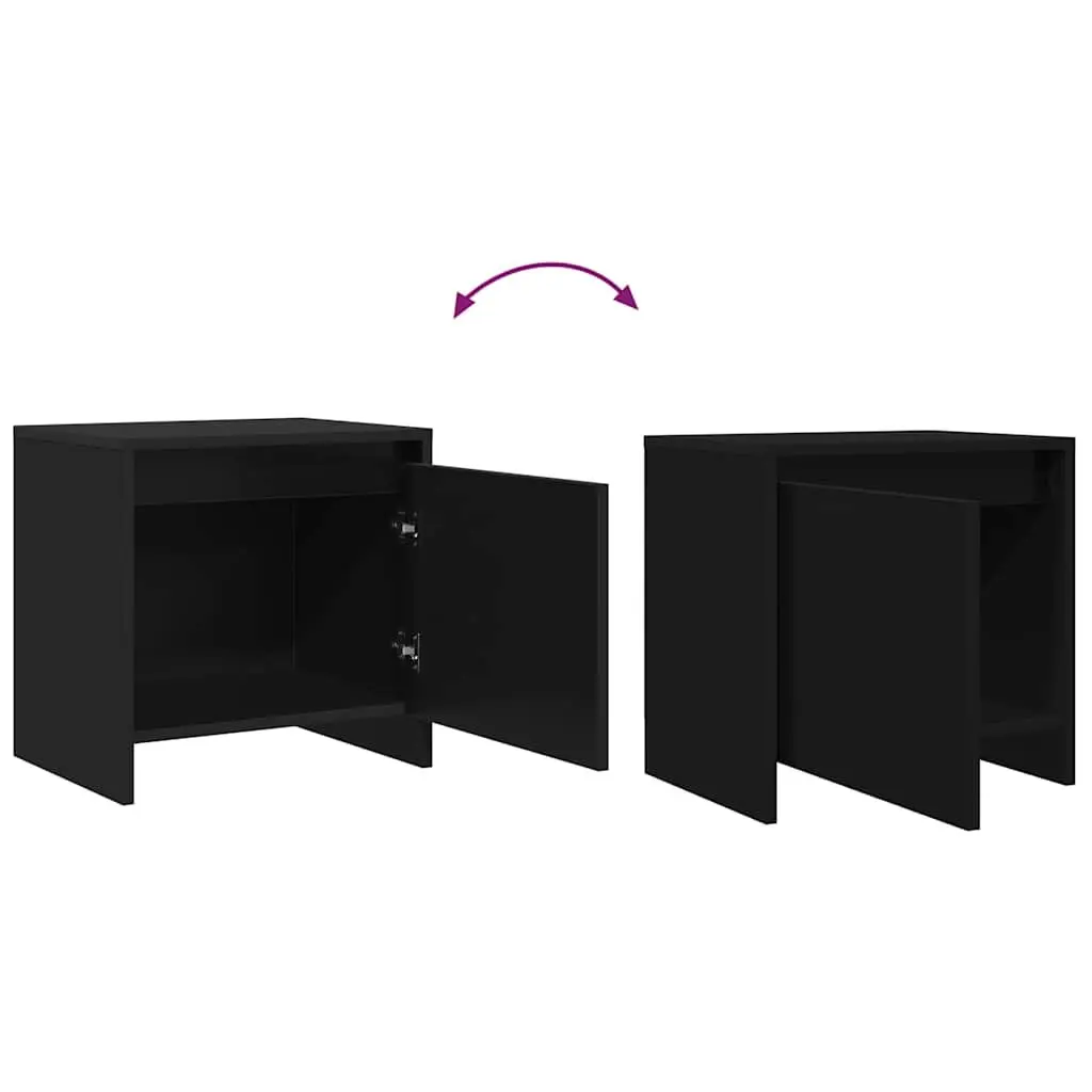 Bedside Cabinet Set Black Nightstand 45x34x44.5cm Engineered Wood