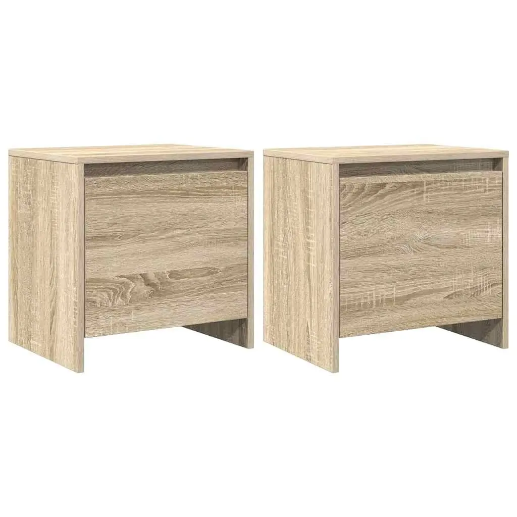Bedside Cabinet Nightstand Storage Engineered Wood Beige 45x34x44.5cm 2 Piece
