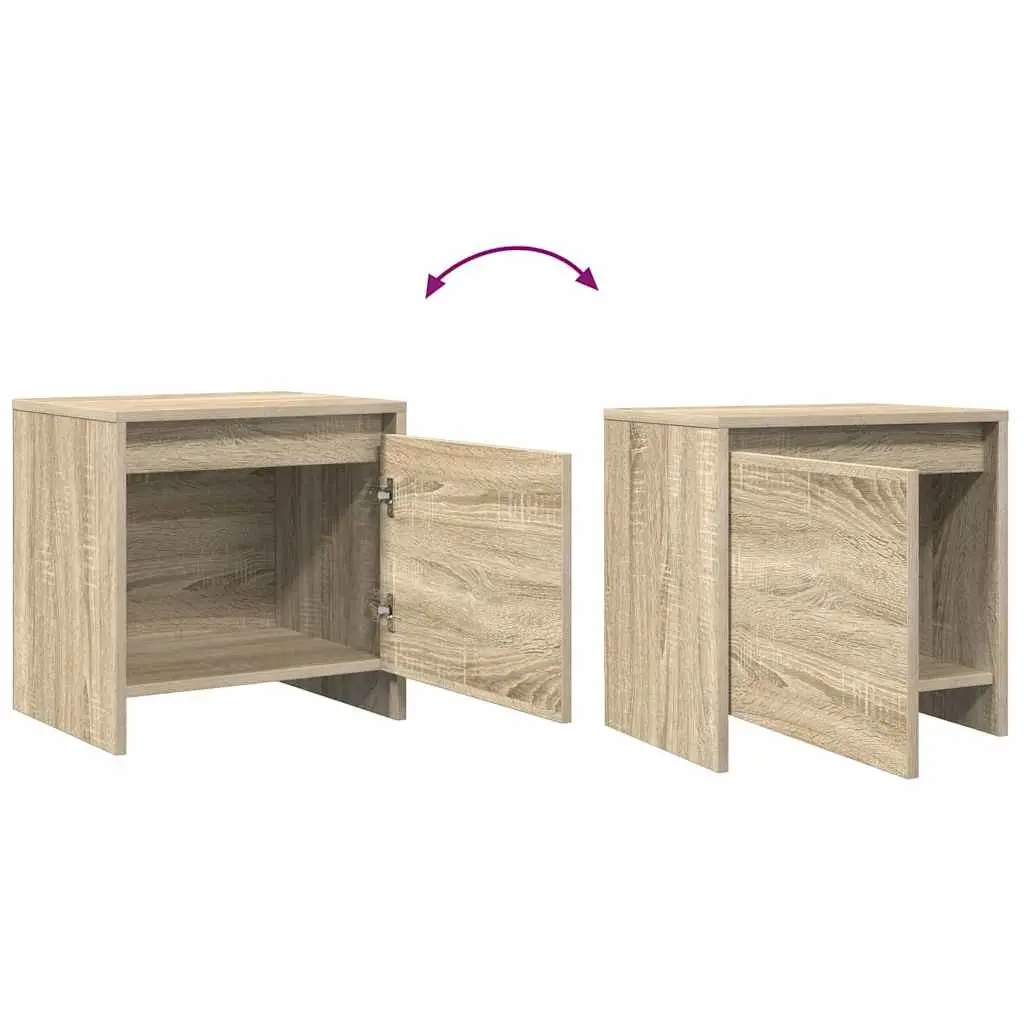 Bedside Cabinet Nightstand Storage Engineered Wood Beige 45x34x44.5cm 2 Piece