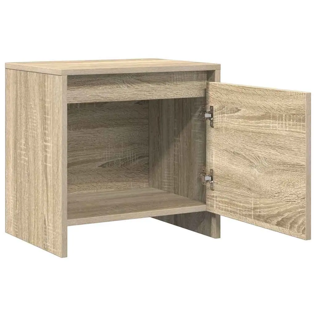 Bedside Cabinet Nightstand Storage Engineered Wood Beige 45x34x44.5cm 2 Piece