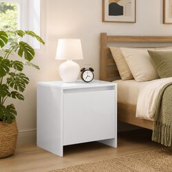 Elegant White High Gloss Bedside Cabinet 45x34x44.5cm