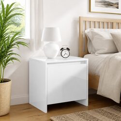 Elegant White High Gloss Bedside Cabinet 45x34x44.5 cm