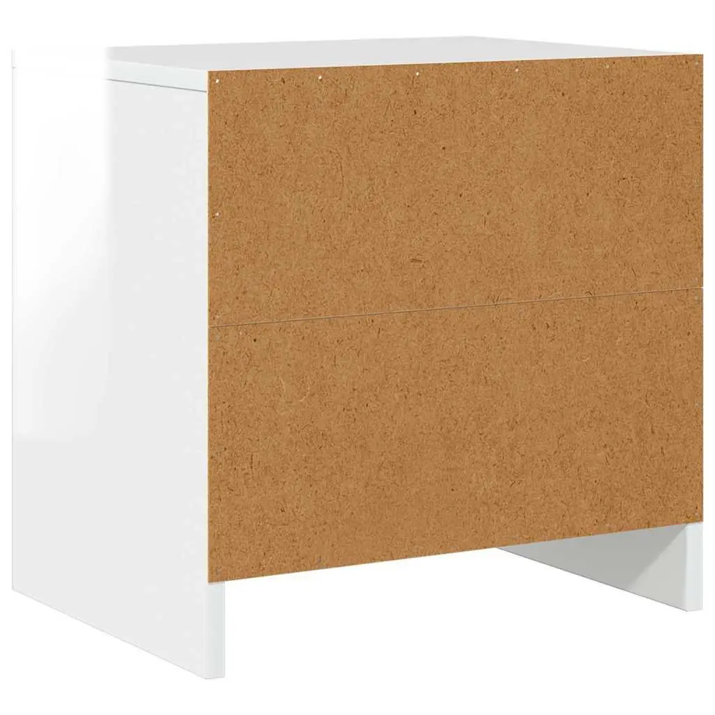 White Engineered Wood Bedside Cabinet High Gloss Storage 45x34x44.5 cm Nightstand 2 Piece Set