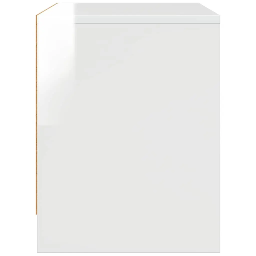 White Engineered Wood Bedside Cabinet High Gloss Storage 45x34x44.5 cm Nightstand 2 Piece Set