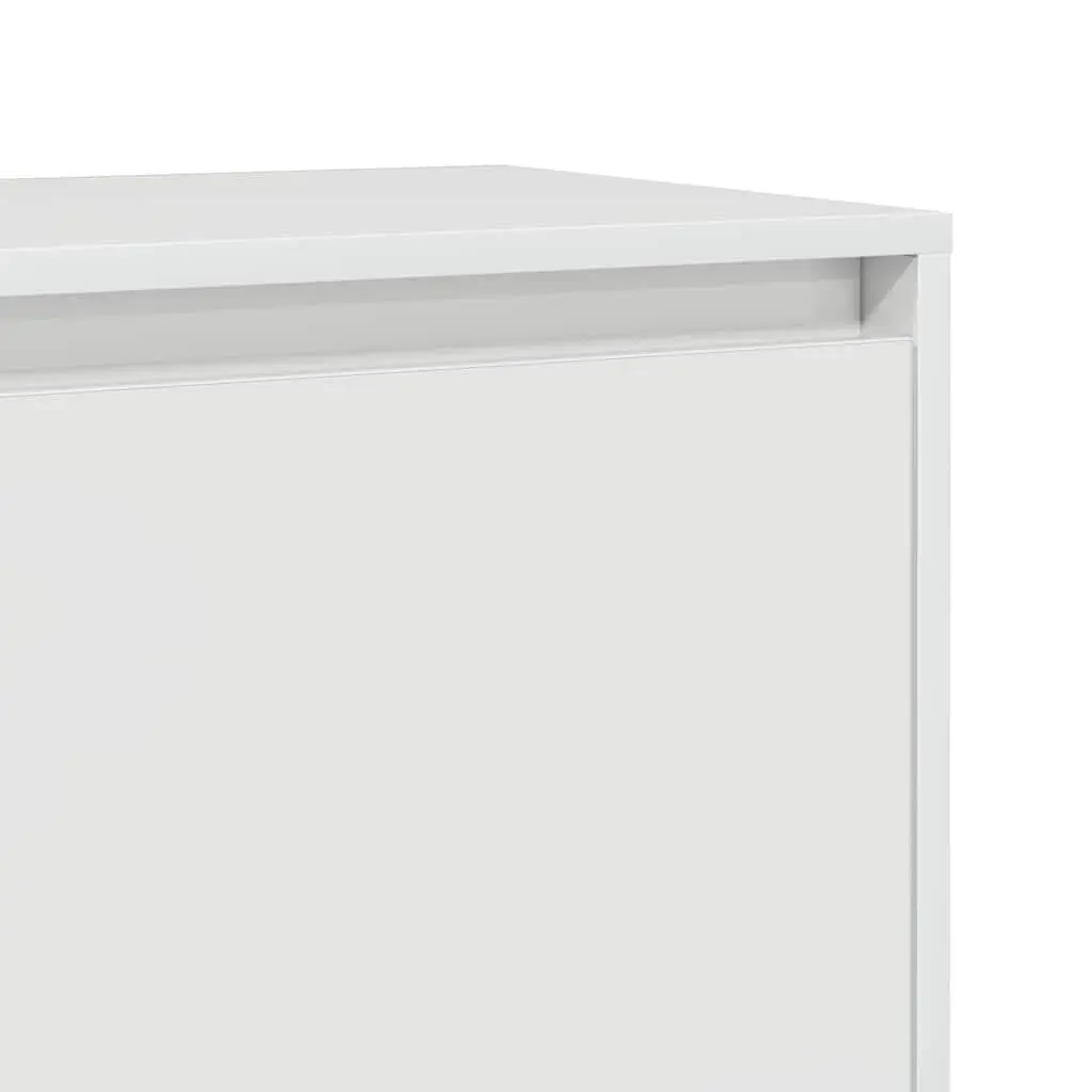 White Engineered Wood Bedside Cabinet High Gloss Storage 45x34x44.5 cm Nightstand 2 Piece Set