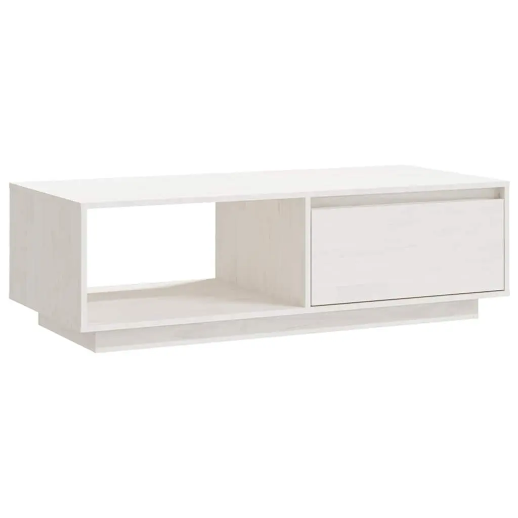 White Solid Pinewood Coffee Table for Living Room
