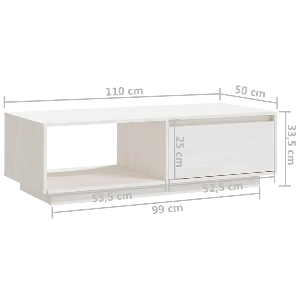 White Solid Pinewood Coffee Table for Living Room