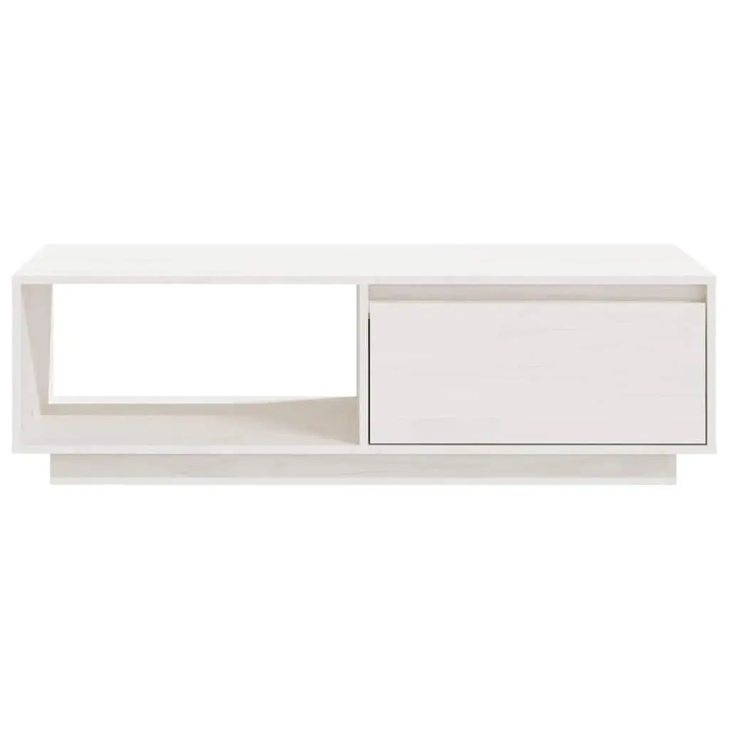White Solid Pinewood Coffee Table for Living Room