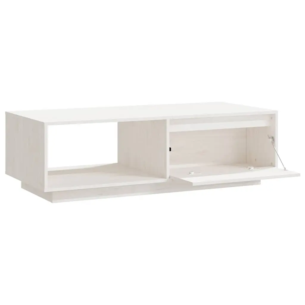 White Solid Pinewood Coffee Table for Living Room