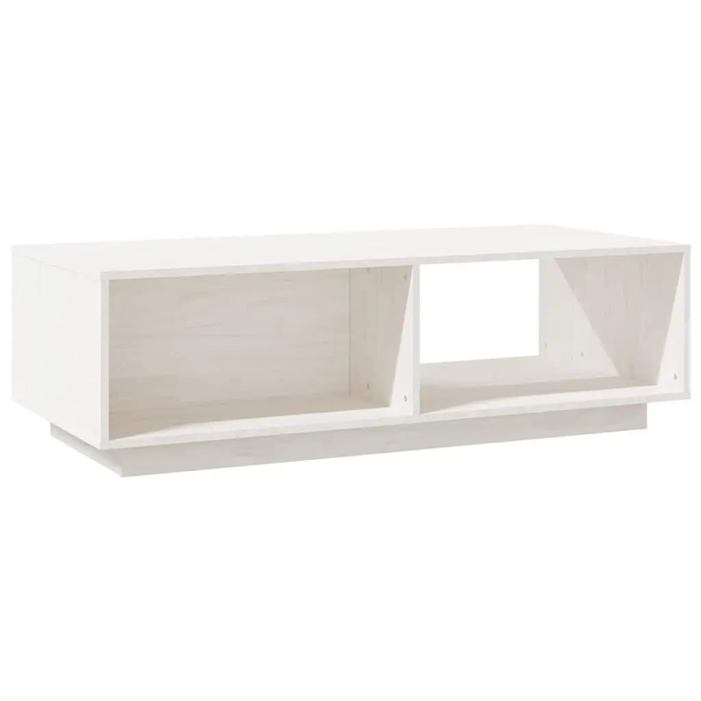 White Solid Pinewood Coffee Table for Living Room