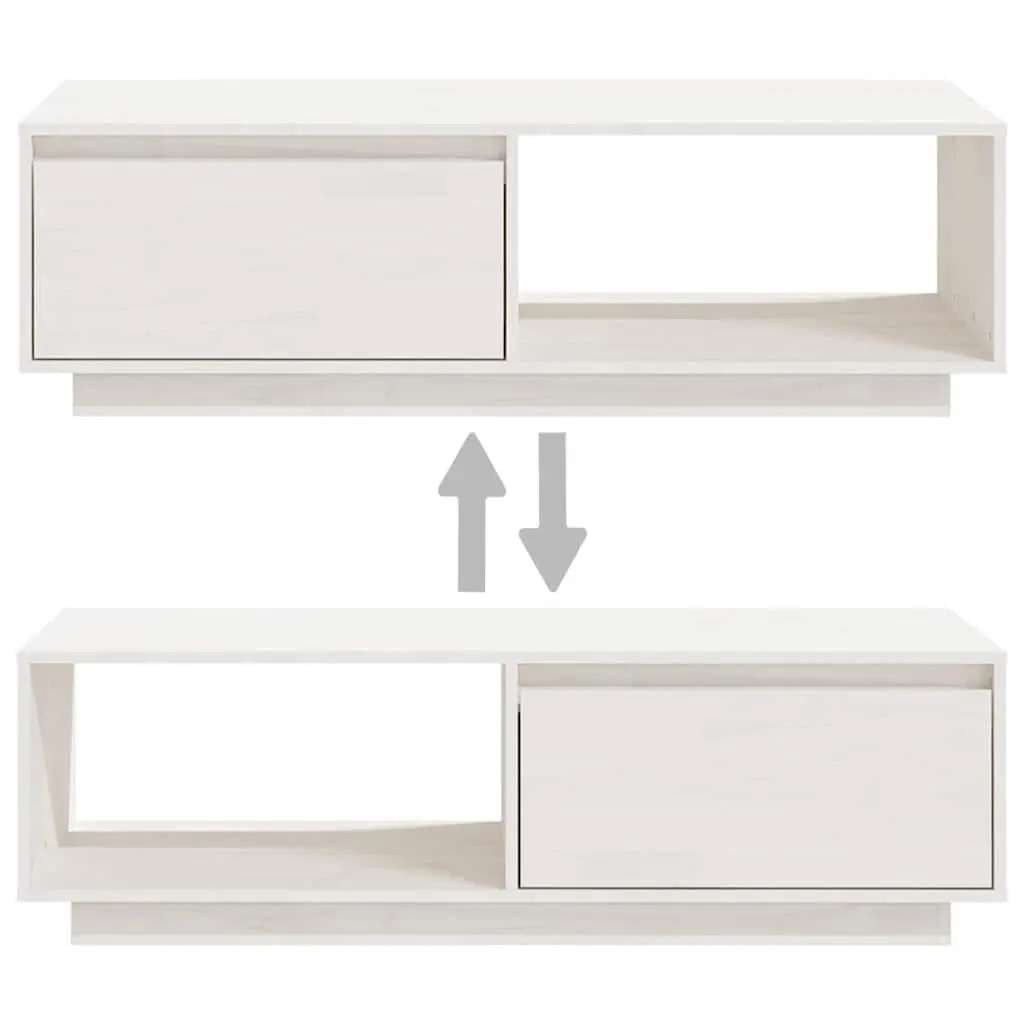 White Solid Pinewood Coffee Table for Living Room