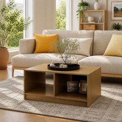 Brown Solid Pinewood Coffee Table for Cozy Living Rooms