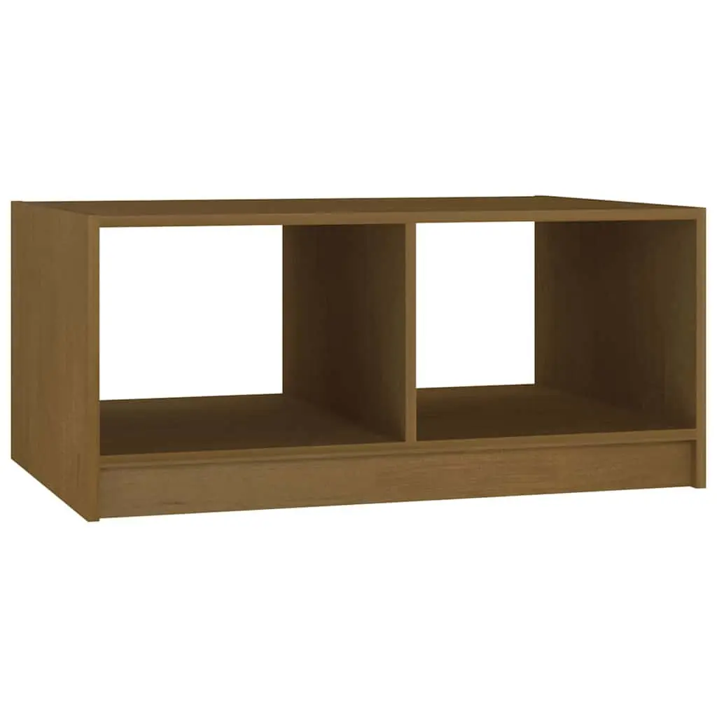 Coffee Table Modern Brown Solid Pinewood 75L x 50W x 33.5H cm Living Room Accent Furniture with Lower Storage Shelf
