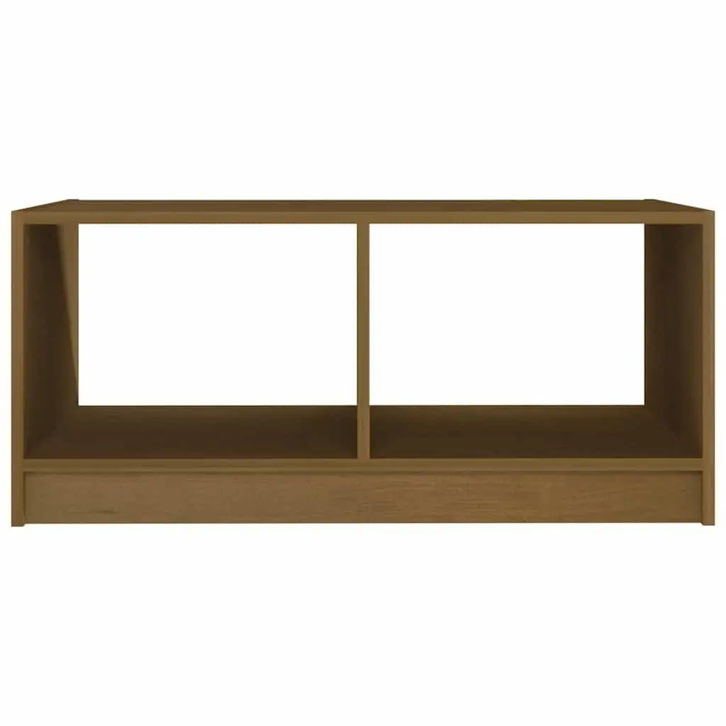 Coffee Table Modern Brown Solid Pinewood 75L x 50W x 33.5H cm Living Room Accent Furniture with Lower Storage Shelf