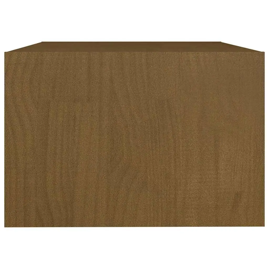 Coffee Table Modern Brown Solid Pinewood 75L x 50W x 33.5H cm Living Room Accent Furniture with Lower Storage Shelf