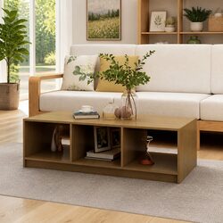 Honey Brown Solid Pinewood Coffee Table for Living Rooms
