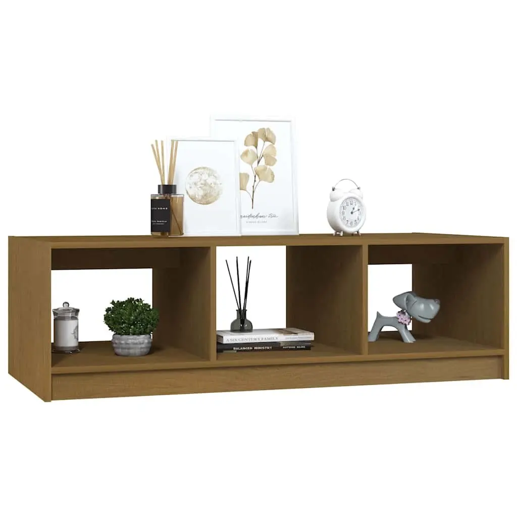 Honey Brown Solid Pinewood Coffee Table for Living Rooms