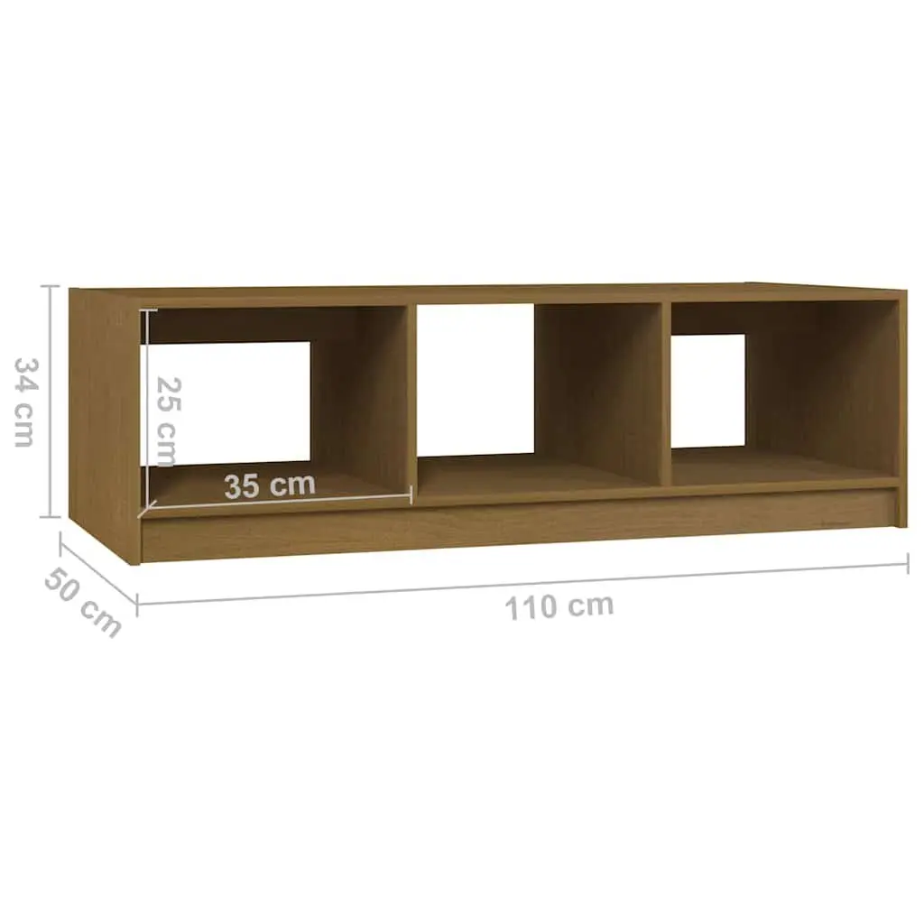 Honey Brown Solid Pinewood Coffee Table for Living Rooms