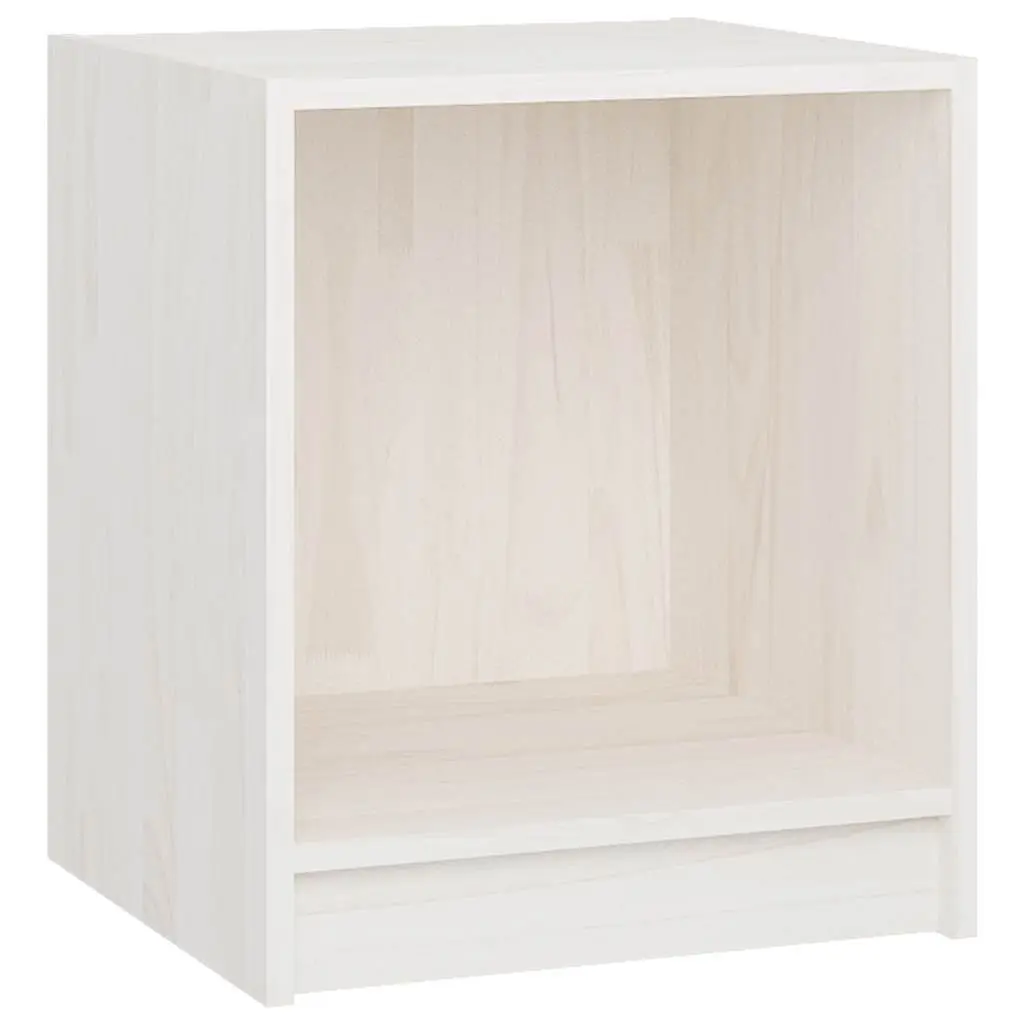 Bedside Cabinets White 2 Piece Solid Wood Storage Nightstand Bedroom Furniture