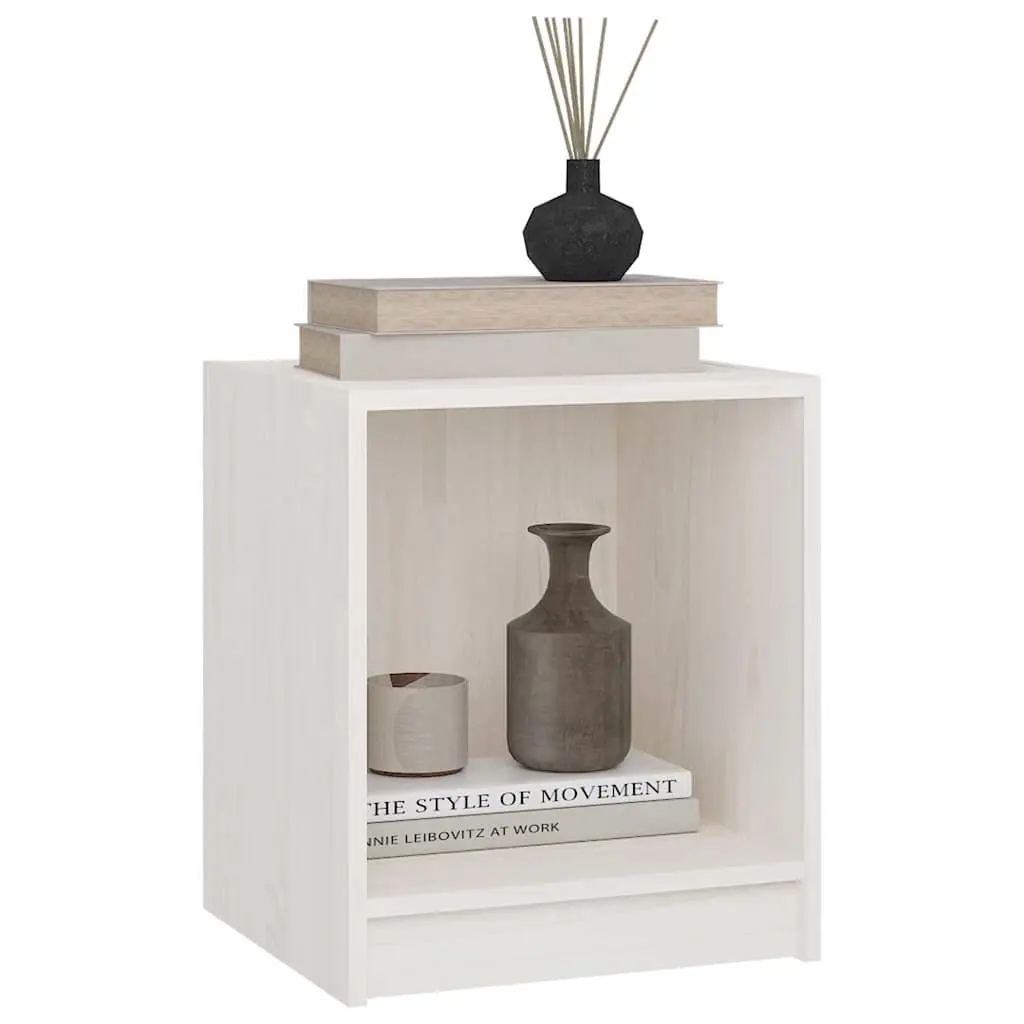 Bedside Cabinets White 2 Piece Solid Wood Storage Nightstand Bedroom Furniture