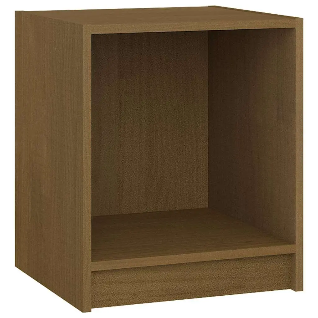 Bedside Cabinets Honey Brown Solid Pinewood Nightstand Storage 2 Piece