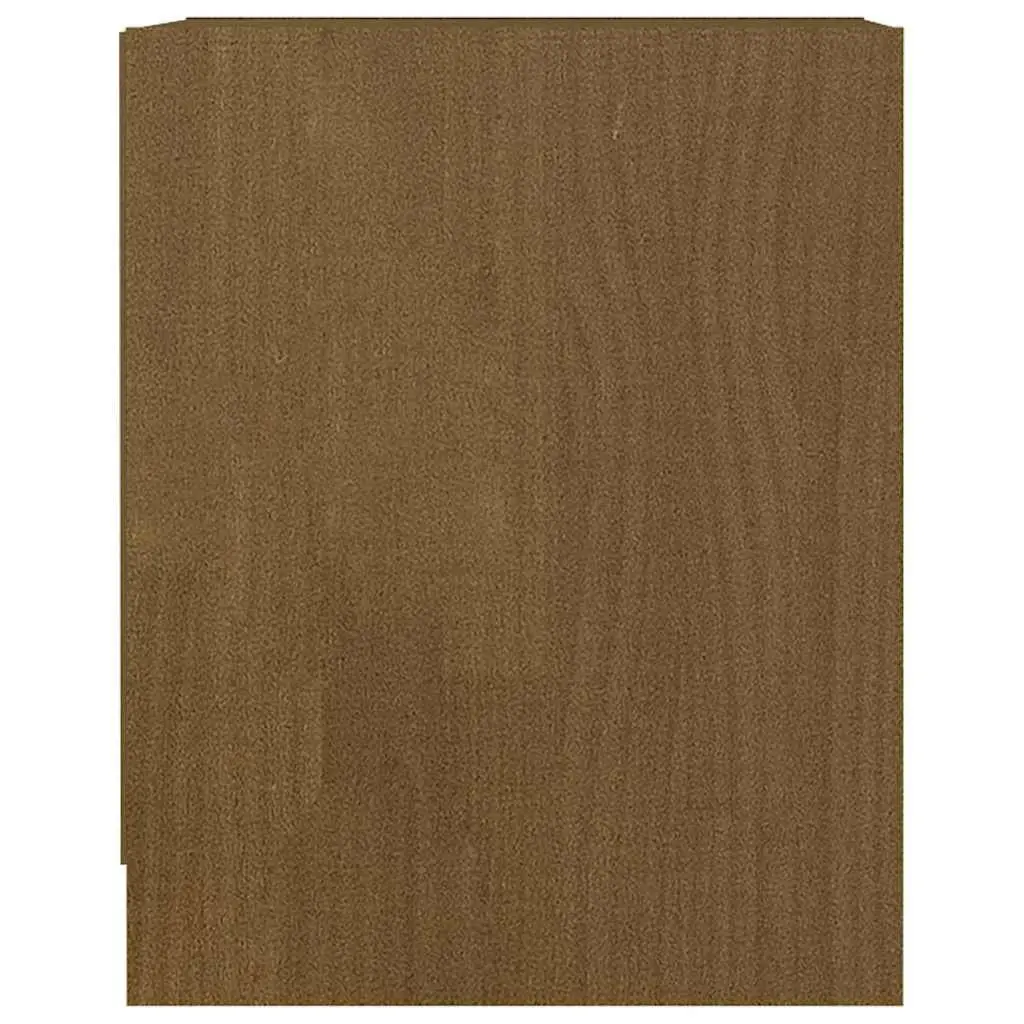 Bedside Cabinets Honey Brown Solid Pinewood Nightstand Storage 2 Piece