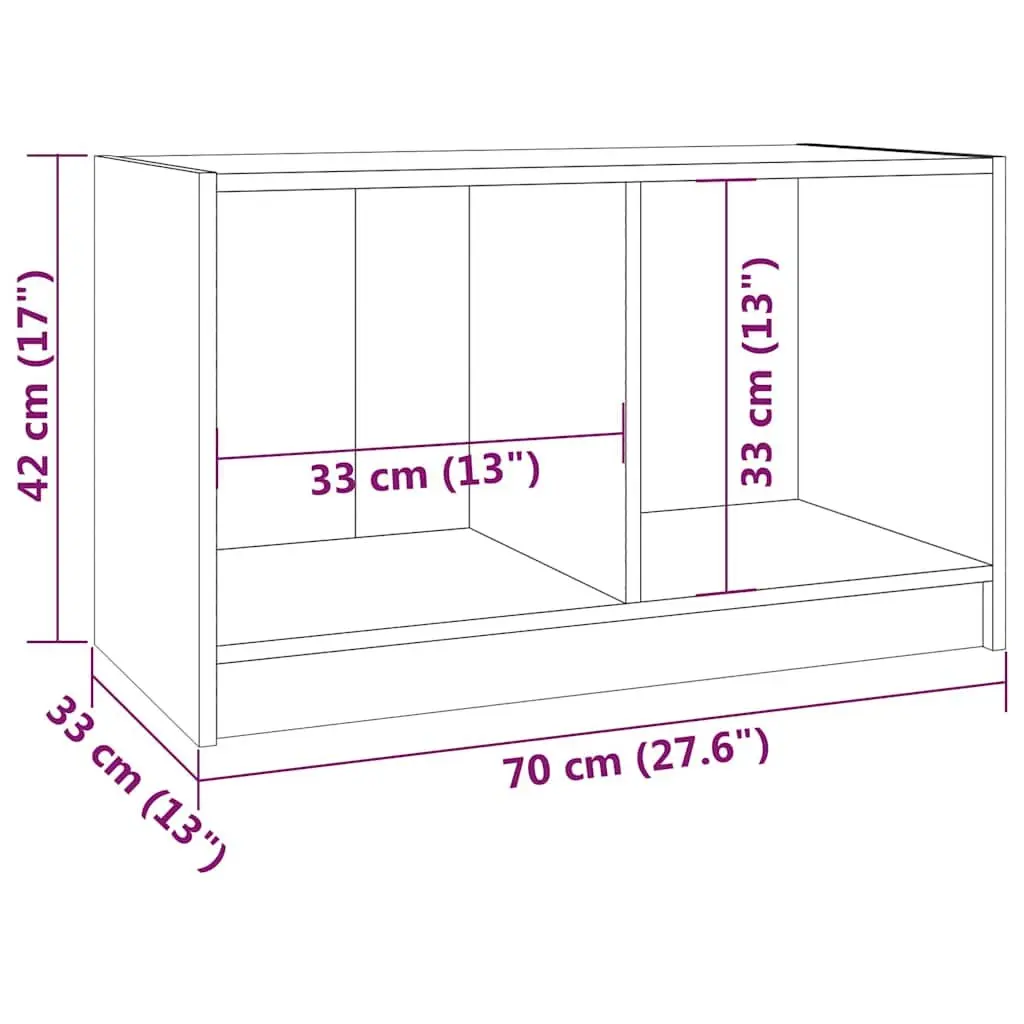 TV Cabinet Brown 70x33x42 cm Solid Pinewood Storage Unit Living Room Furniture