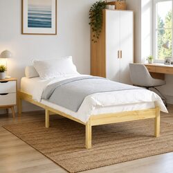 Brown Solid Wood Bed Frame 90x190 cm for Single Rooms